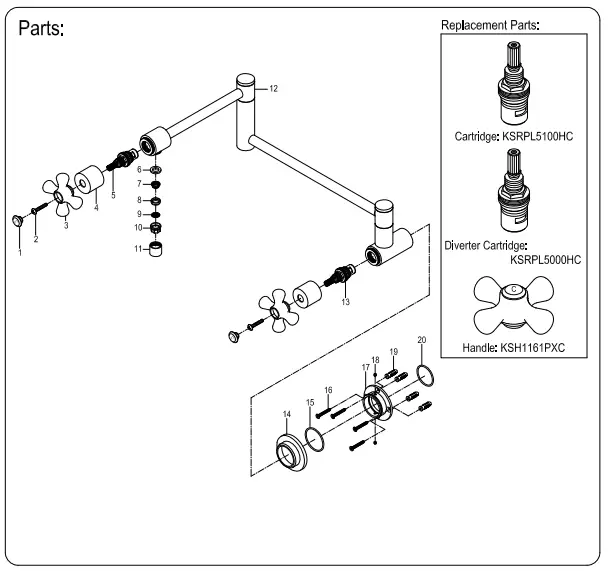 KINGSTON KS4102PX Wall Mount Pot Filler - Fig 12
