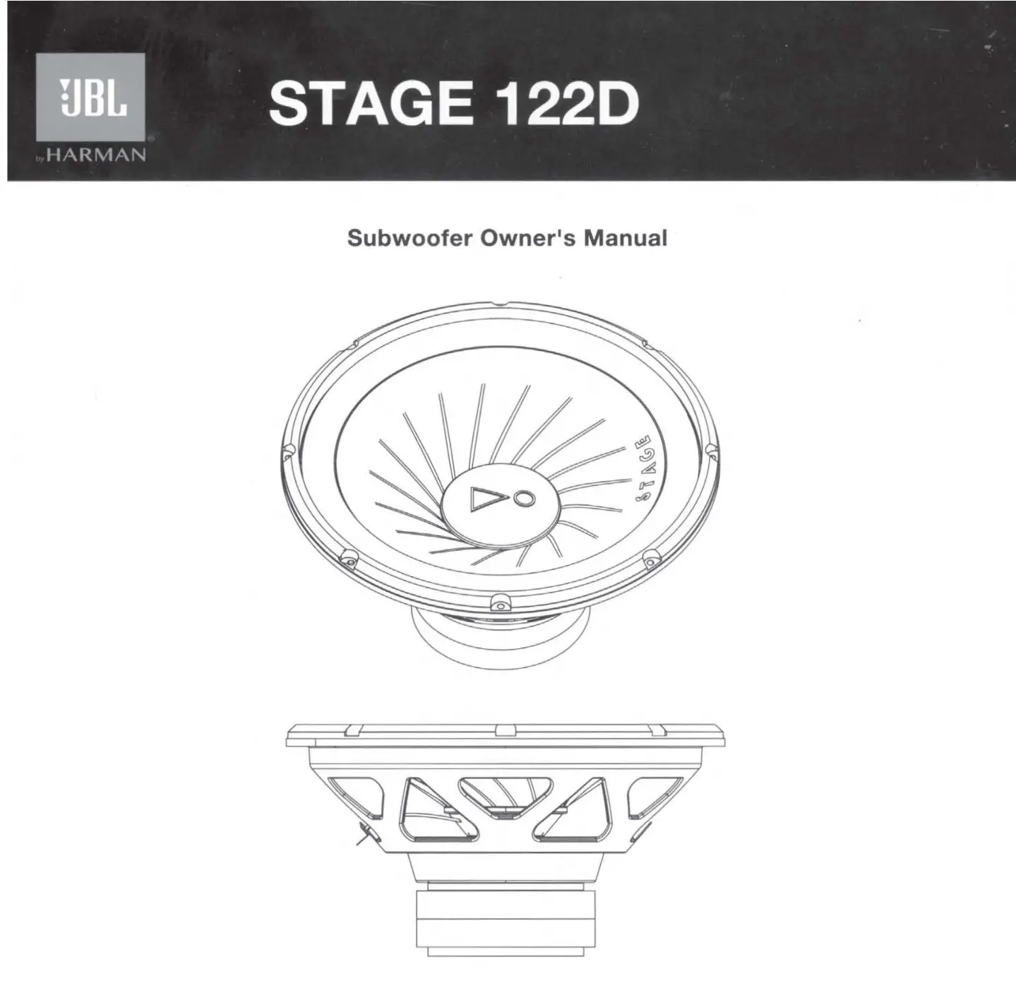 JBL Stage 122D Subwoofer Owner's Manual