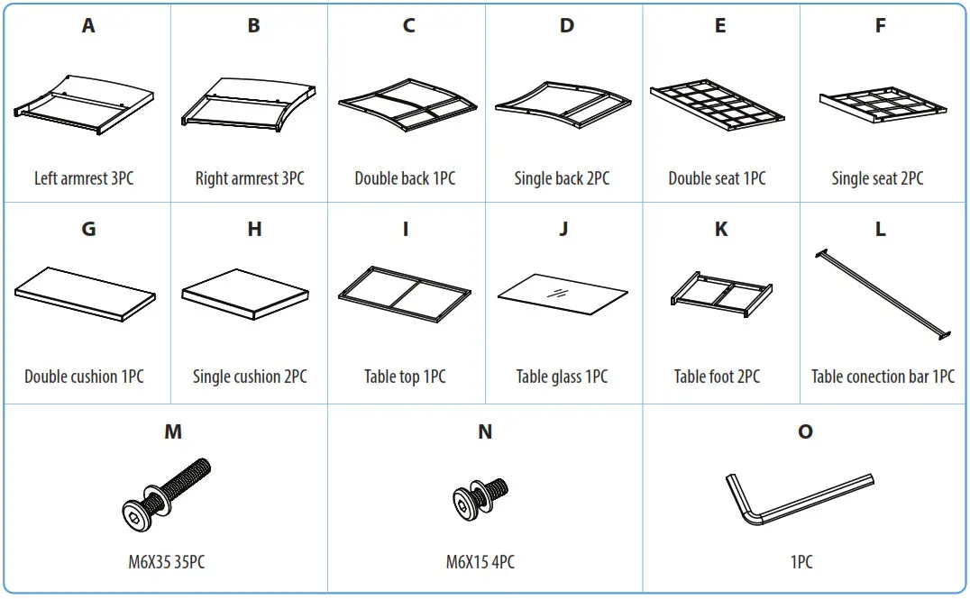 serenelife SLOTFX5 4 Pcs. Patio - Assembly Instruction