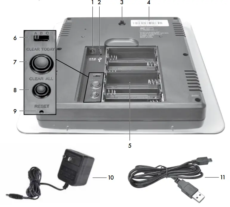 acurite Professional Weather Center 01036 - Back of Display