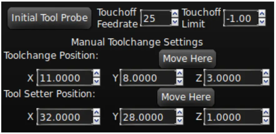 Tool change Settings