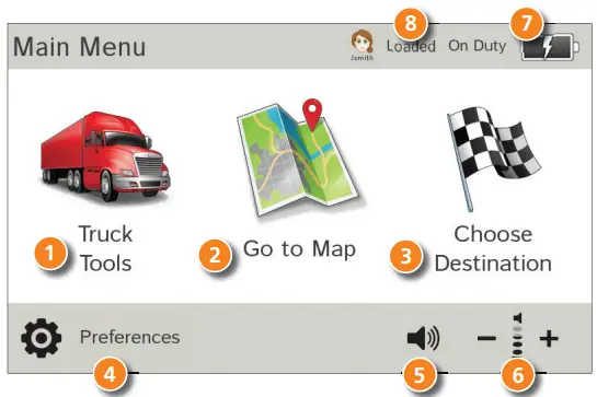 RAND McNALLY TRUCK GPS TND 530 LM -Main Menu