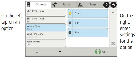 RAND McNALLY TRUCK GPS TND 530 LM -Set Routing and Device Options