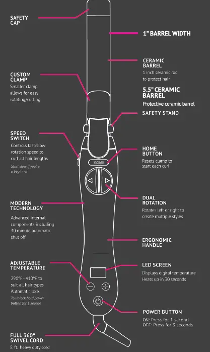 BEACHWAVER S1 CERAMIC ROTATING CURLING IRON - 1