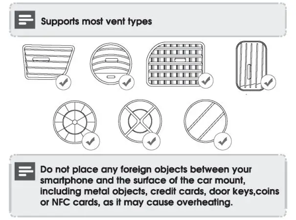 ZeeHoo PowerDrive CDC-20 Double Charging Colis Wireless Car Charger User Manual - Supports most vent types