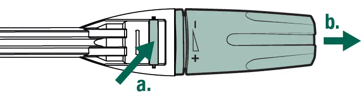 Press button & pull accessory to detach