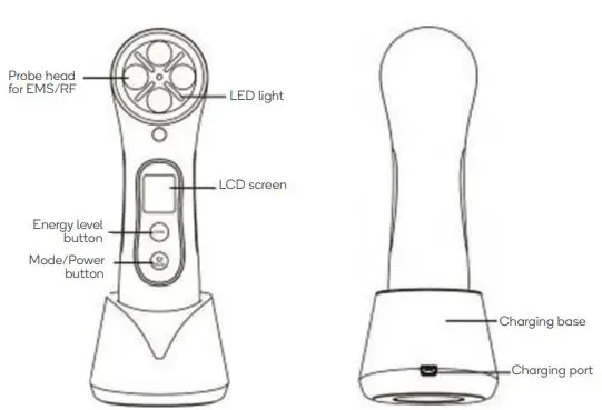 kogan ESRFLDFCDVA 5-In-1 Electroporation RF LED Facial Beauty Device fig1