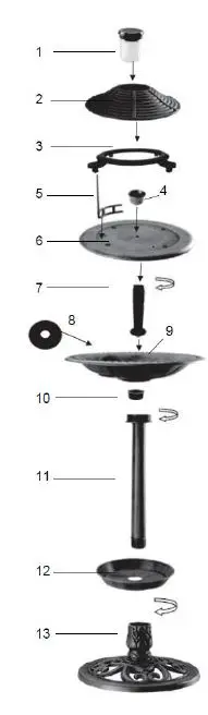 St Helens HOME GARDEN GH395 Birdbath with Solar Light 1