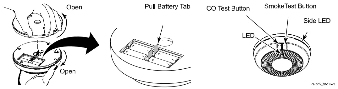 resideo 5800CMBOV Combination Smoke Carbon Monoxide (CO) Detector Installation Guide - POWER UP and LANGUAGE SELECTION
