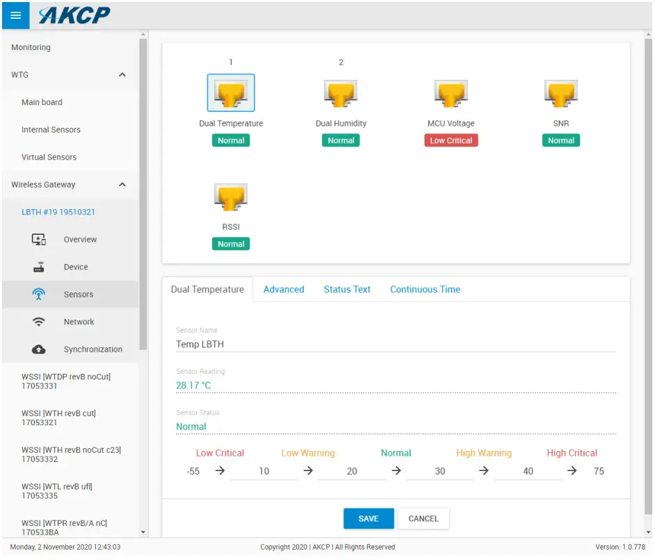 AKCP WT AQS Wireless Tunnel Air Quality Sensor - Adjust