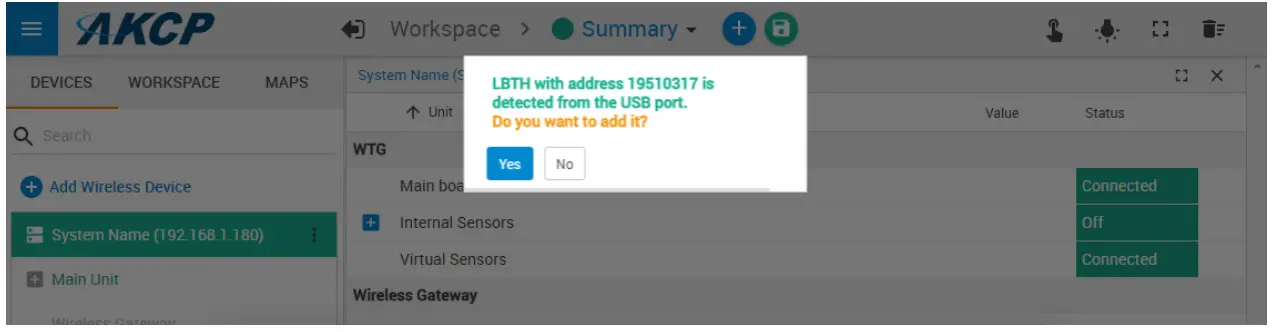 AKCP WT AQS Wireless Tunnel Air Quality Sensor - USB