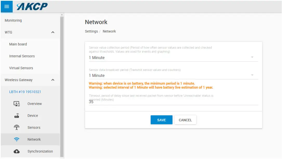 AKCP WT AQS Wireless Tunnel Air Quality Sensor - network settings