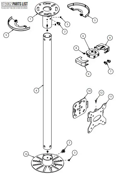 B-TECH-BT5962-CCTV-and-Flat-Ceiling-Mount-fig1