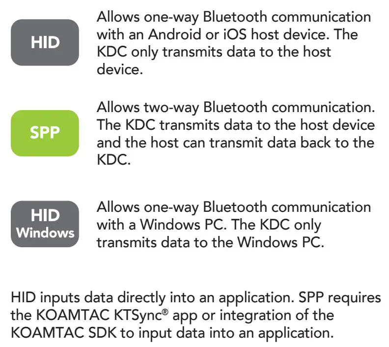 KOAMTAC KDC480 Series KDC480L Barcode Scanner User Guide - Bluetooth