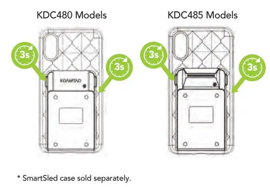 KOAMTAC KDC480 Series KDC480L Barcode Scanner User Guide - Powering On Off