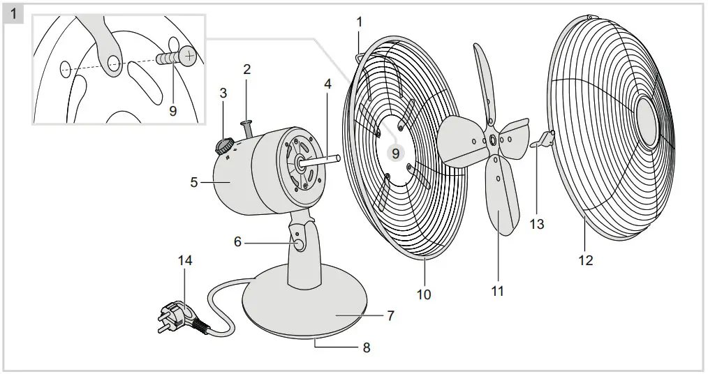 bESTRON DFT35CO Desk Fan - OPERATION 1