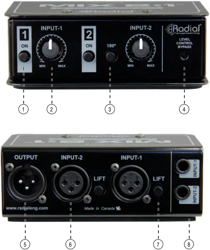 Radial MIX 2 1T Two Channel Audio Combiner Mixer - FEATURES