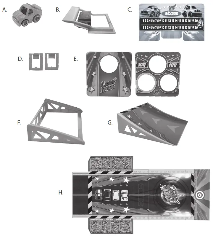 little tikes 4-in-1 Dunk’n Stunt’n Game's Set