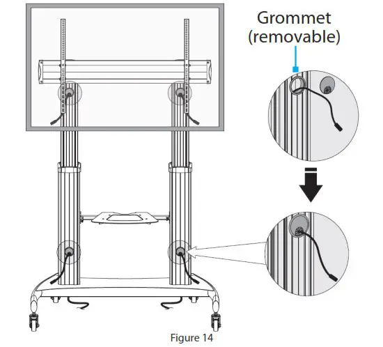 StarTech STNDMTV100 Mobile TV Cart and Stand - Cable Management 1