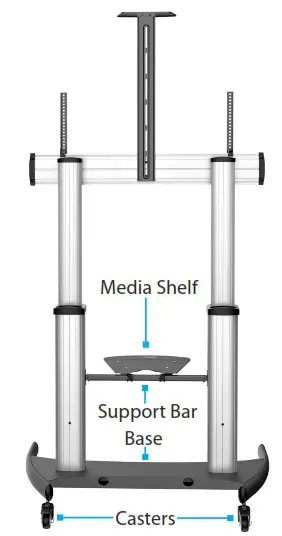 StarTech STNDMTV100 Mobile TV Cart and Stand - Product Diagram 2