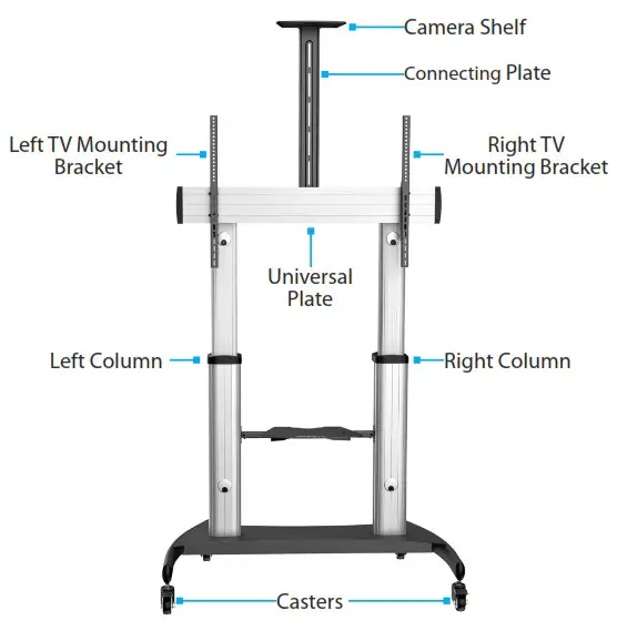StarTech STNDMTV100 Mobile TV Cart and Stand - Product Diagram