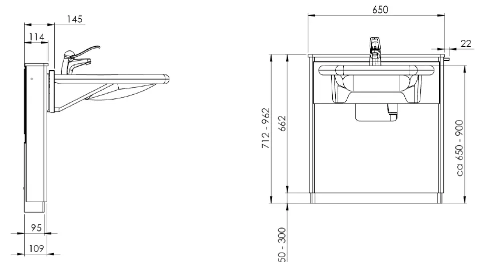 GRANBERG 415-11-05 BASICLINE 415 Electric Height Adjustable Washbasins-2