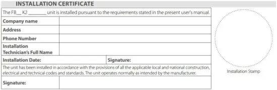 FIG 16 INSTALLATION CERTIFICATE