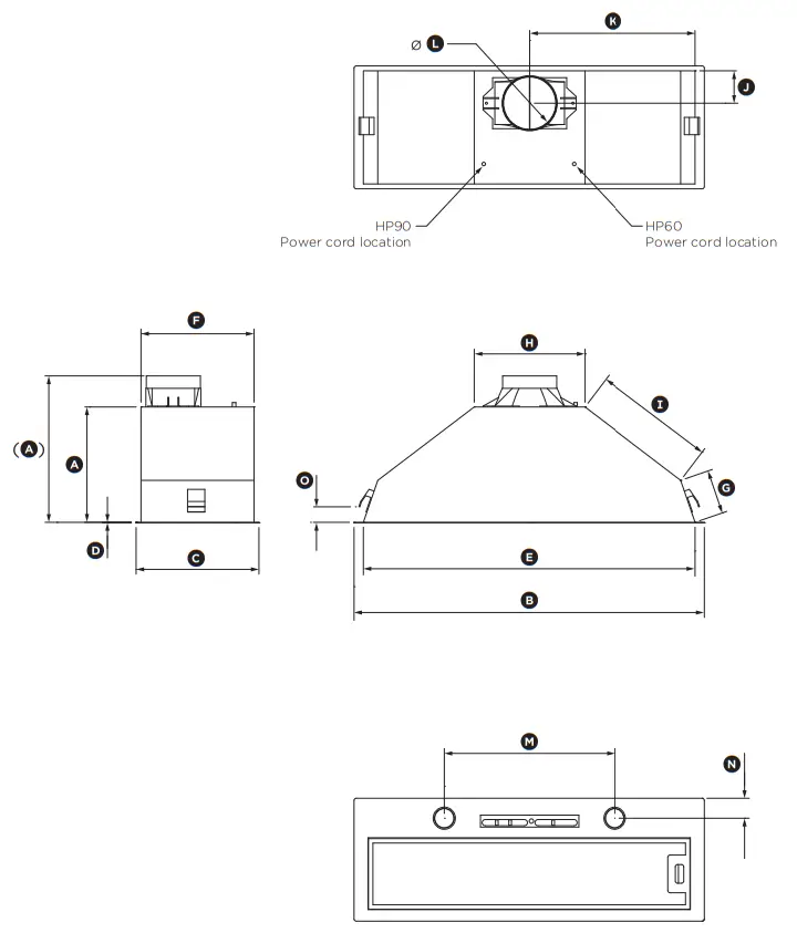 Haier HPH60ILX1 Built In Integrated Range Hood - dimensions