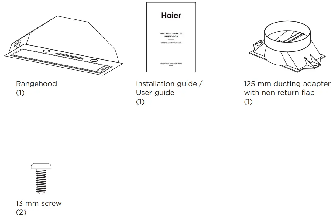 Haier HPH60ILX1 Built In Integrated Range Hood - packaging