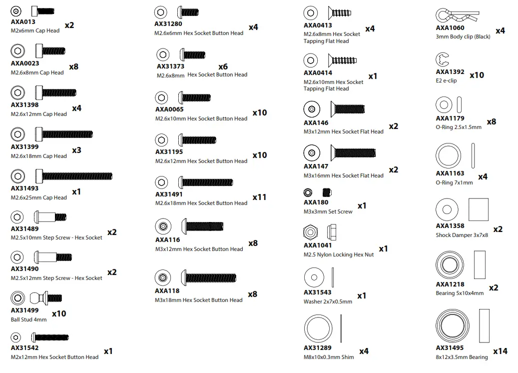 axial YETIJR. CAN-AM Maverick X3 X RS TURBO R RC Car - PART LIST3