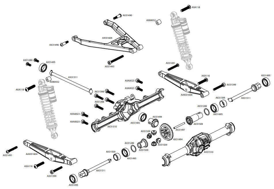 axial YETIJR. CAN-AM Maverick X3 X RS TURBO R RC Car - Rear Axle