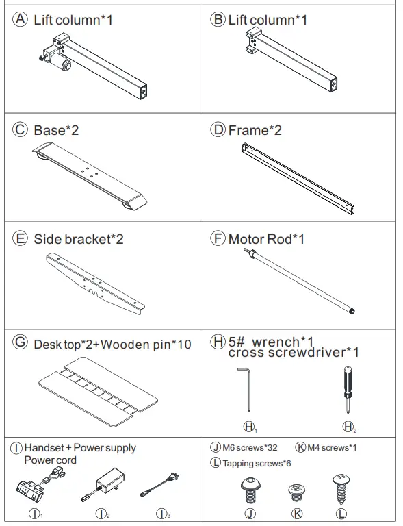 PrimeCables Cab PC 08263 Single Motor Height Desk Frame - fig