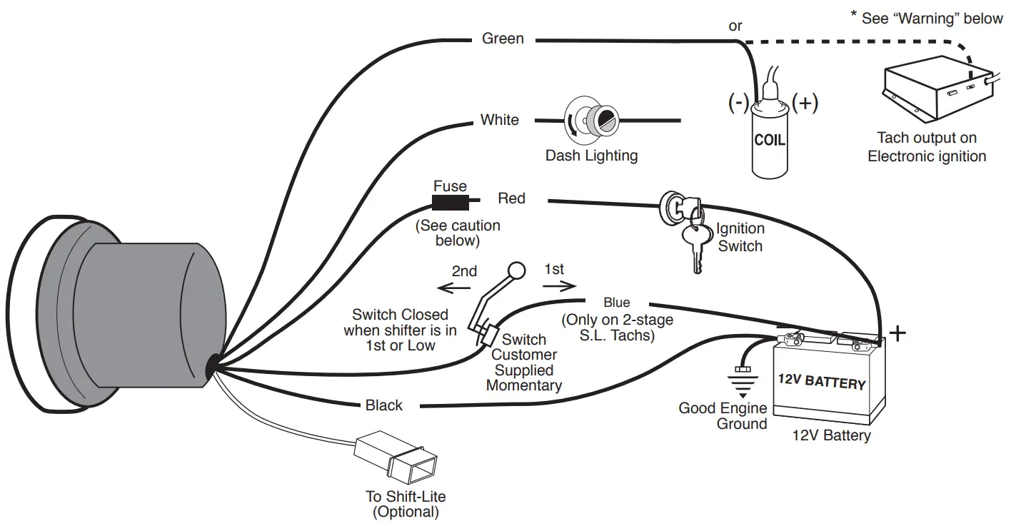 Auto Meter 880445 Bowtie Logo Tachometer - fig 1