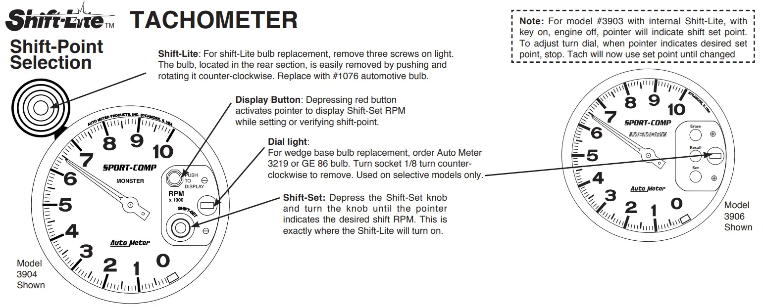 Auto Meter 880445 Bowtie Logo Tachometer - fig 5