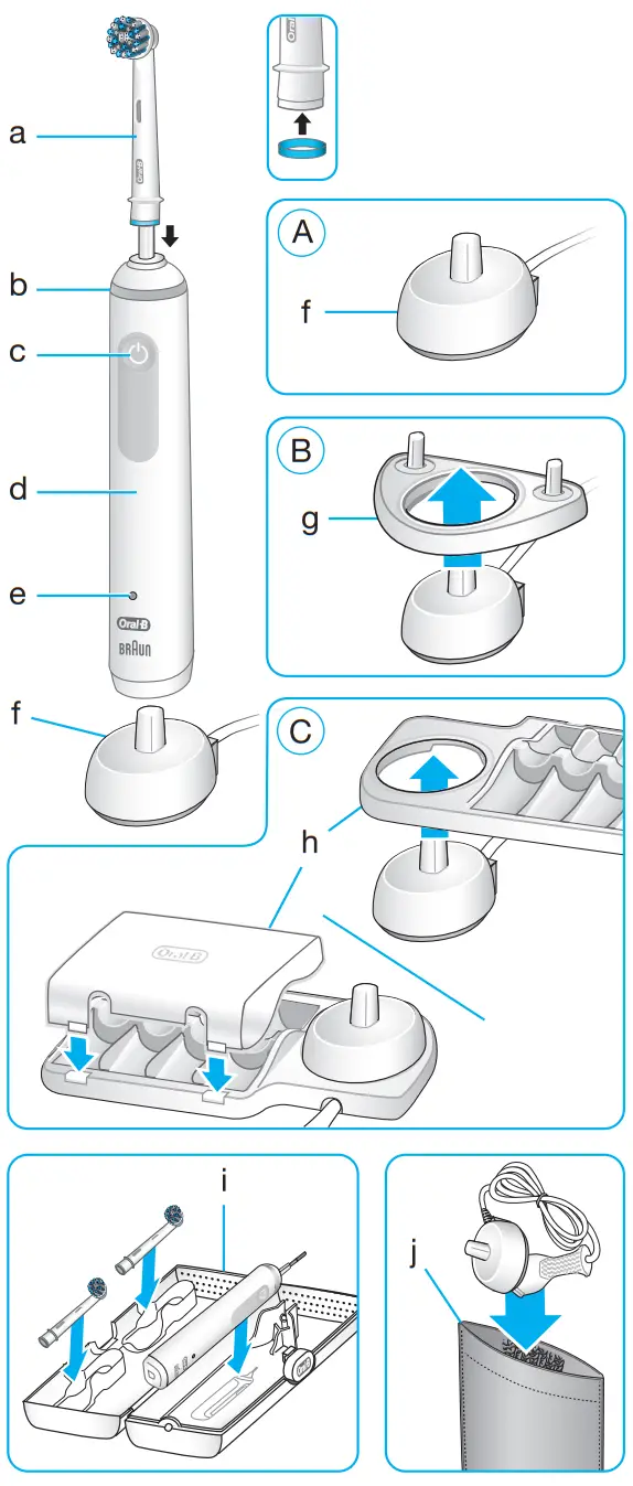 Oral-B B094W9Z82F Pro 3 3700 CrossAction Electric Toothbrush - fig .