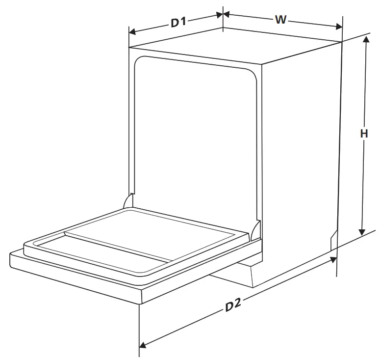 Bellini BDWM48B 60cm Freestanding Dishwasher TECHNICAL INFORMATION