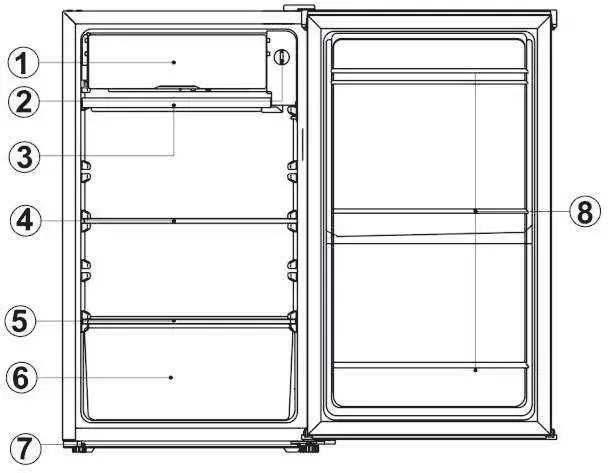 oceanic OCEARTT90C2 Table Top Refrigerator - NAMES OF PARTS