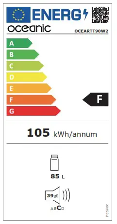 oceanic OCEARTT90C2 Table Top Refrigerator - TECHNICAL SPECIFICATIONS