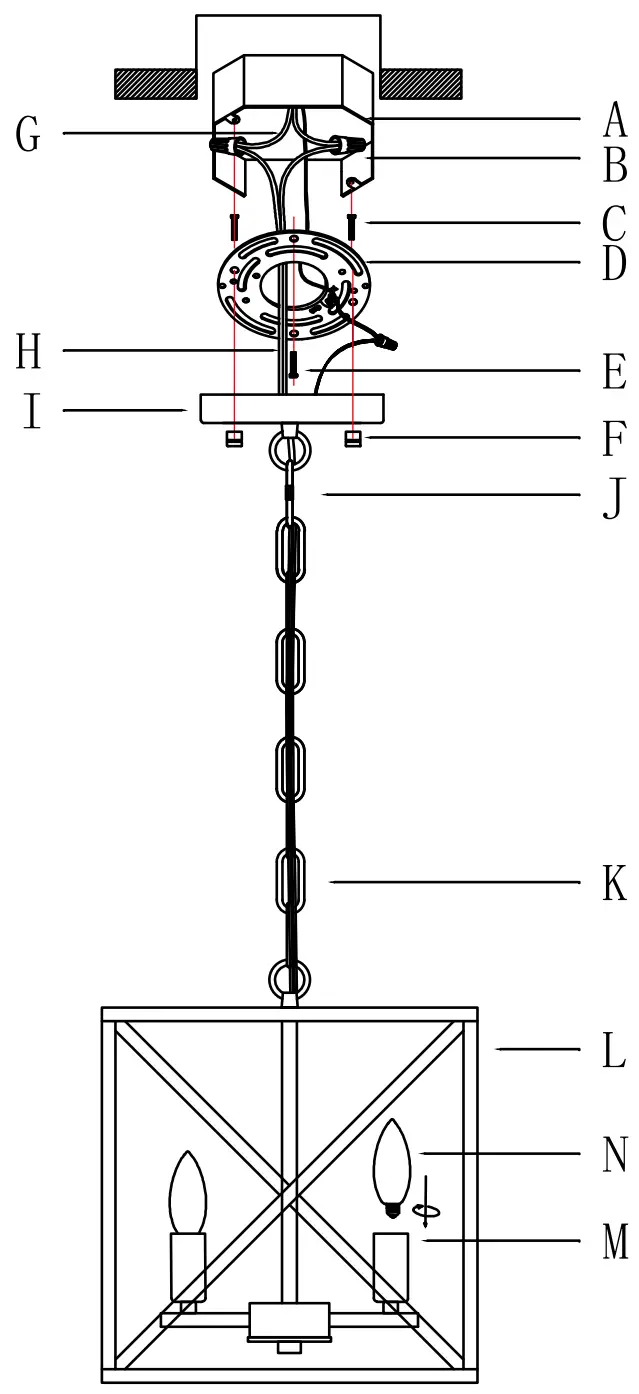 Maxax MX21001-4WD Springfield 4 Light Dark Wood Lantern Square Pendant - fig