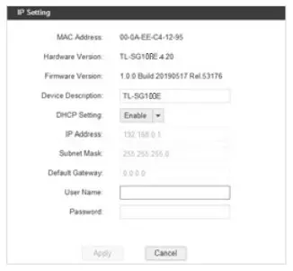 tp-link TL-SG108E 5816-Port Gigabit Easy Smart Switch-IP parameters
