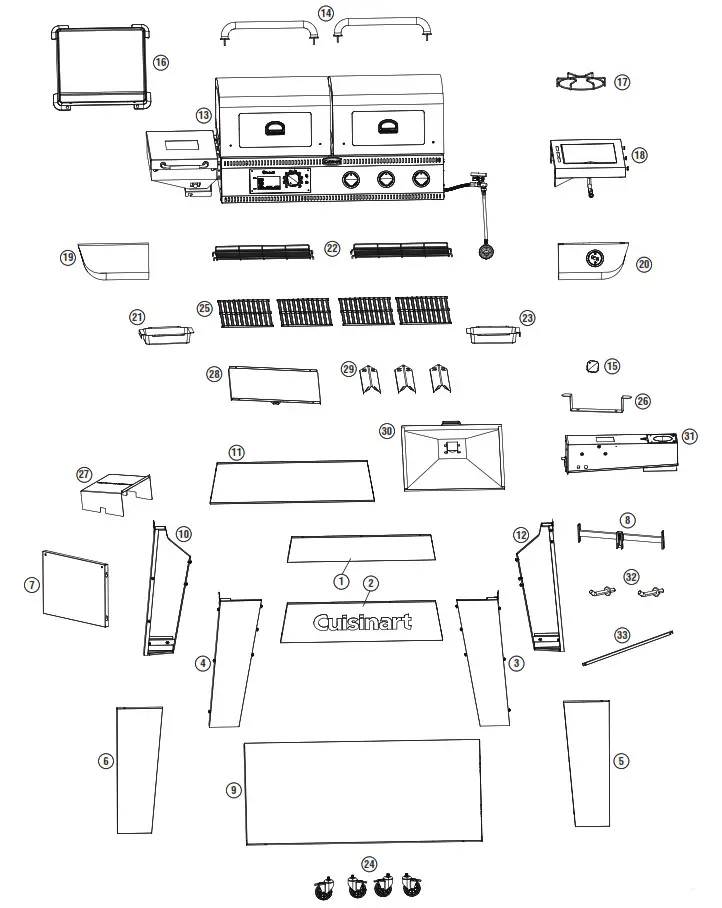 Cuisinart Twin Oaks Dual Function Grill GAS0356AS - PARTS LIST 1