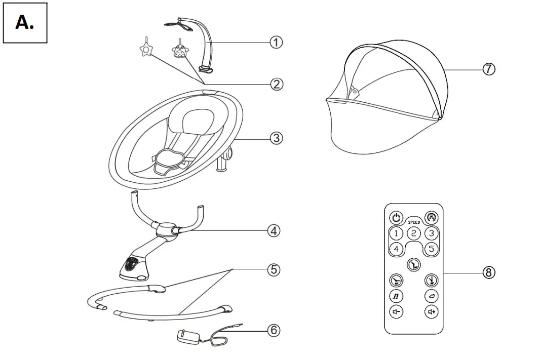 CANGAROO SG402 Electric Swing CLOUD Grey - Figure 1