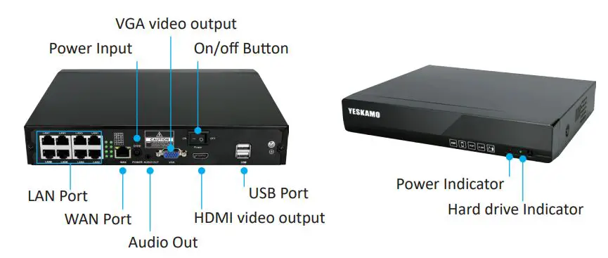 YESKAMO Floodlights Cameras with NVR-POE User Guide - Network Video Recorder