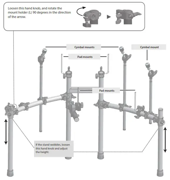 Roland TD 17KVX2 V Drums Series Drumkit - Assemble the stand