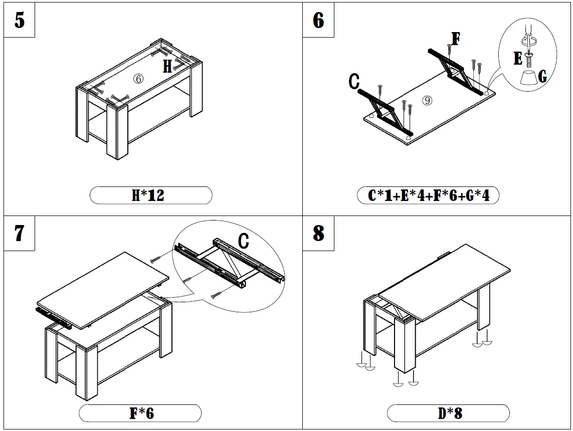 JAXPETY HG61K0425 Top Pop-Up Coffee Table W-Shelf Storage 4