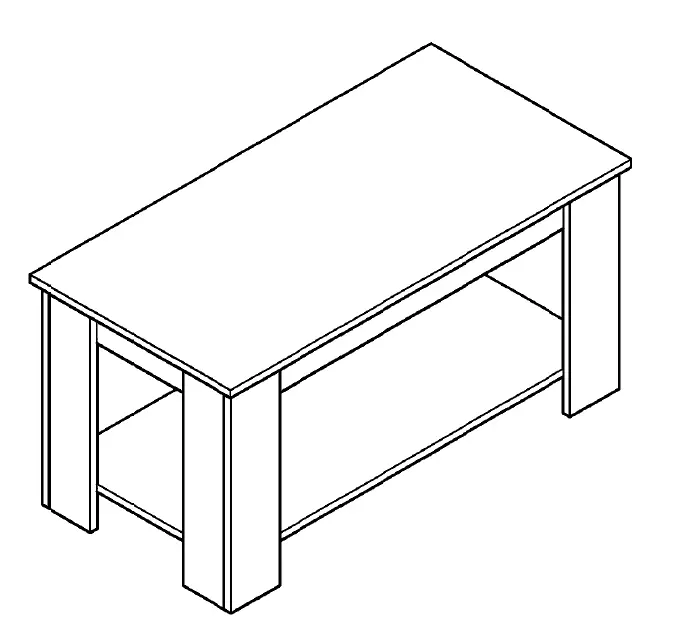 JAXPETY HG61K0425 Top Pop-Up Coffee Table W-Shelf Storage