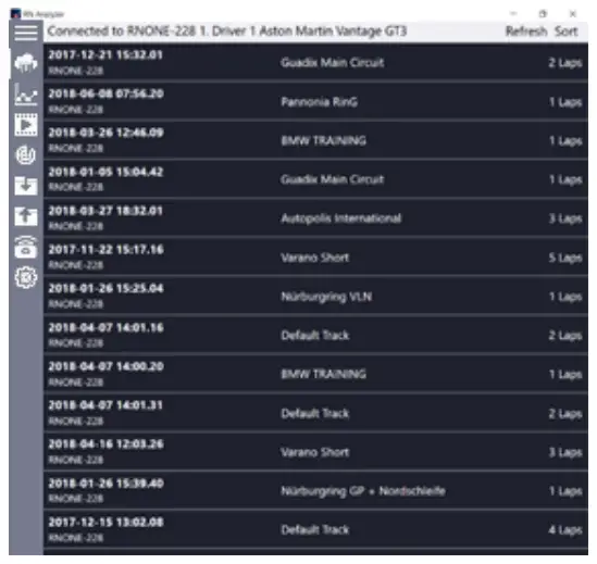 Race Navigator RN Analyzer for Windows -- Device name