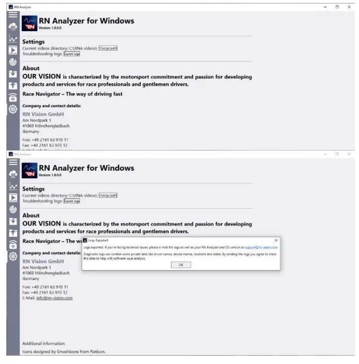 Race Navigator RN Analyzer for Windows -- SETTINGS