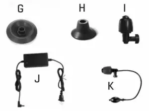 Sharper Image Electric Blumber IDENTIFICATION OF PARTS G-K