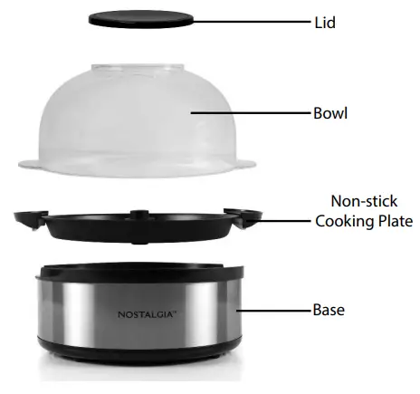 NOSTALGIA NSP6YW6A 6 Quart Stirring Speed Popcorn Popper - Assembly